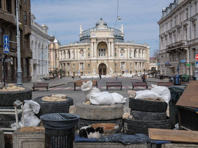 Air strikes on a Russian port in Odessa, Ukraine